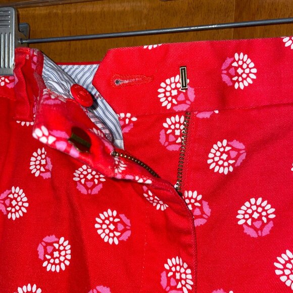 Lands End Womens Red White Print Mid Rise Pants Size 18 - Picture 4 of 7